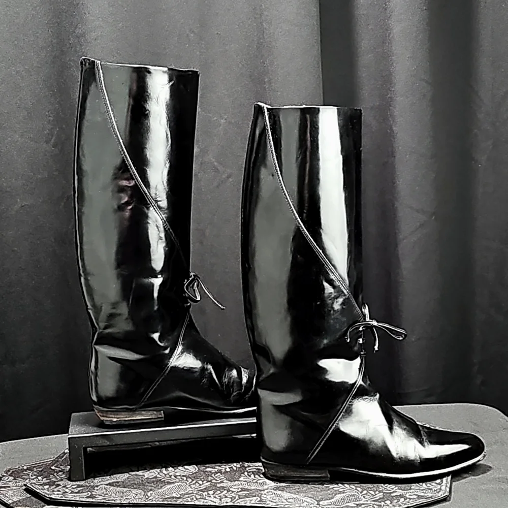 Italian Black Leather Riding Boots - Picture 2 of 9